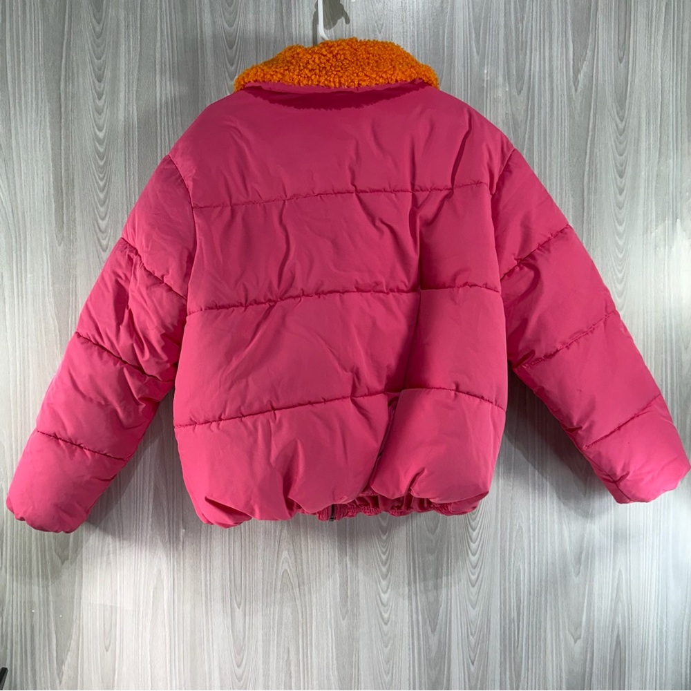 Urban Outfitters Women’s Duckie Faux Shearling Collar Puffer Jacket Size M Pink - Picture 4 of 8